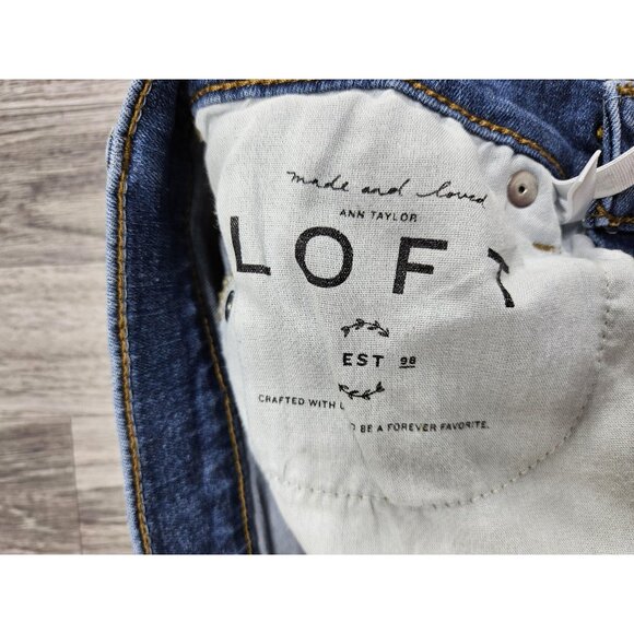 (3/$35) Ann Taylor LOFT Jeans Women 0 / 25 Blue Modern Skinny Distressed Raw Hem - Picture 7 of 14